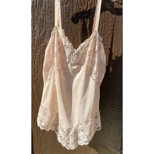 Vintage Glydons Women's Ivory Lace Camisole Size S Adjustable Straps